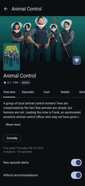 ShowRunner's show detail screen